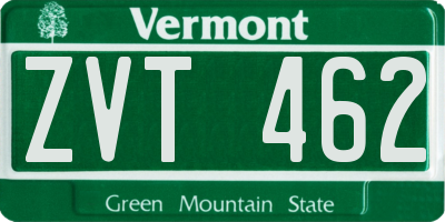 VT license plate ZVT462