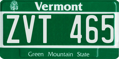 VT license plate ZVT465