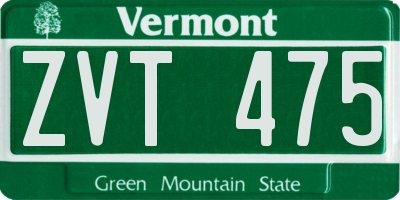 VT license plate ZVT475