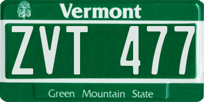 VT license plate ZVT477