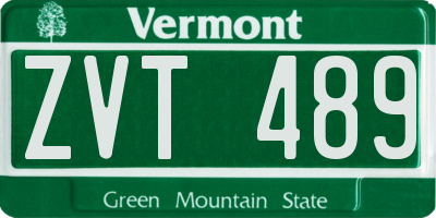 VT license plate ZVT489