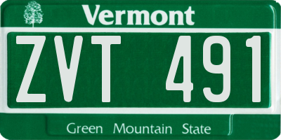VT license plate ZVT491