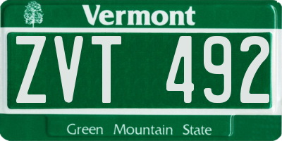 VT license plate ZVT492