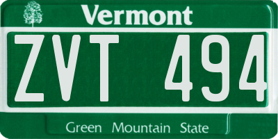 VT license plate ZVT494