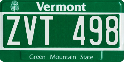 VT license plate ZVT498