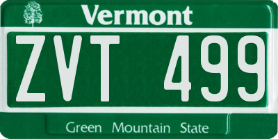 VT license plate ZVT499
