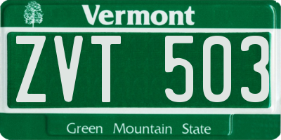 VT license plate ZVT503