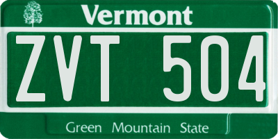 VT license plate ZVT504