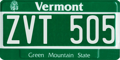 VT license plate ZVT505
