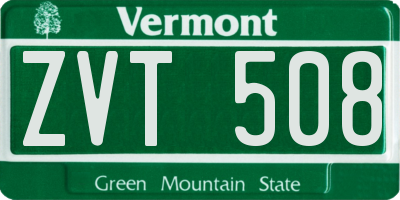 VT license plate ZVT508