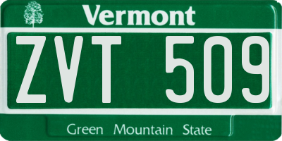 VT license plate ZVT509