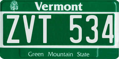 VT license plate ZVT534
