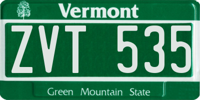 VT license plate ZVT535