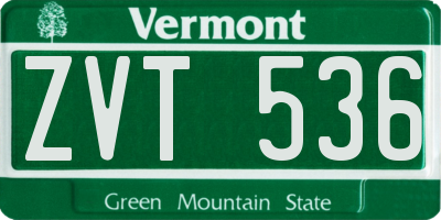 VT license plate ZVT536