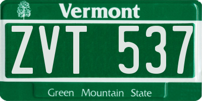 VT license plate ZVT537