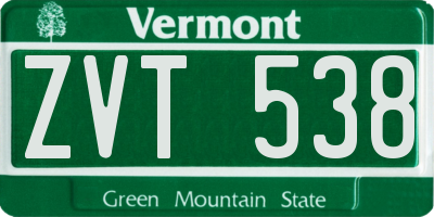 VT license plate ZVT538