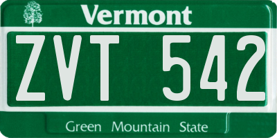 VT license plate ZVT542