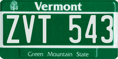 VT license plate ZVT543