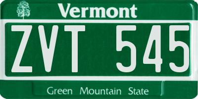 VT license plate ZVT545