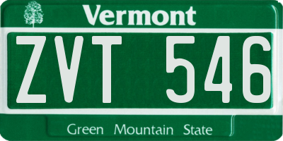 VT license plate ZVT546