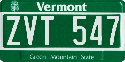 VT license plate ZVT547