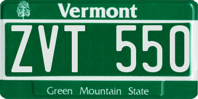 VT license plate ZVT550