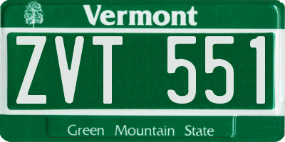 VT license plate ZVT551