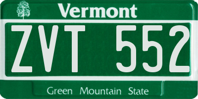VT license plate ZVT552