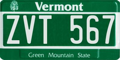 VT license plate ZVT567