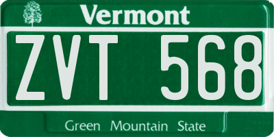 VT license plate ZVT568