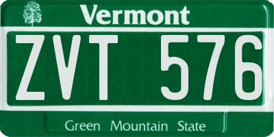 VT license plate ZVT576