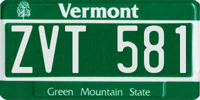 VT license plate ZVT581