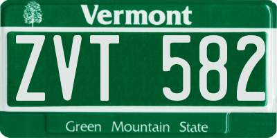 VT license plate ZVT582