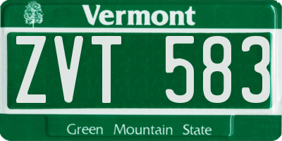 VT license plate ZVT583