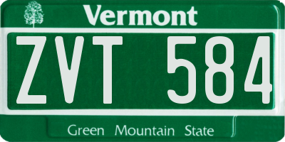 VT license plate ZVT584