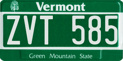 VT license plate ZVT585