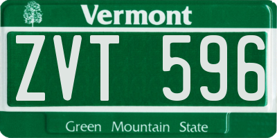 VT license plate ZVT596