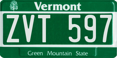 VT license plate ZVT597