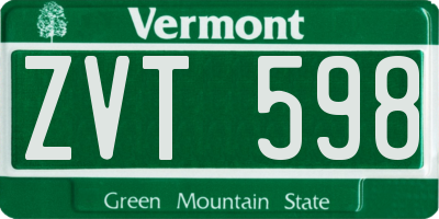 VT license plate ZVT598