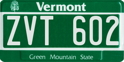 VT license plate ZVT602