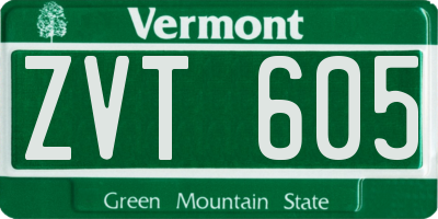 VT license plate ZVT605
