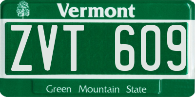 VT license plate ZVT609