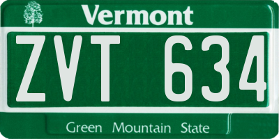 VT license plate ZVT634