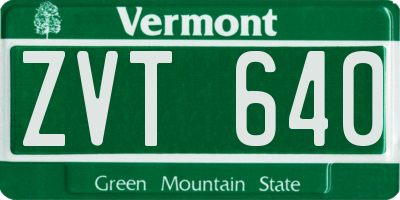 VT license plate ZVT640