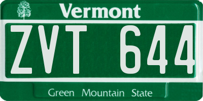 VT license plate ZVT644
