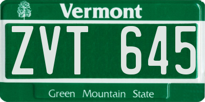 VT license plate ZVT645