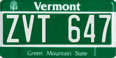 VT license plate ZVT647