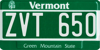 VT license plate ZVT650