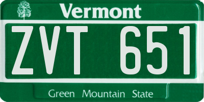 VT license plate ZVT651
