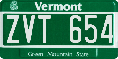 VT license plate ZVT654